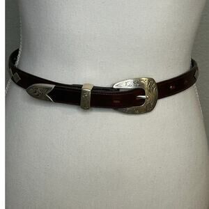 Nadim US women's western brown leather belt with metal diamond accents size 26